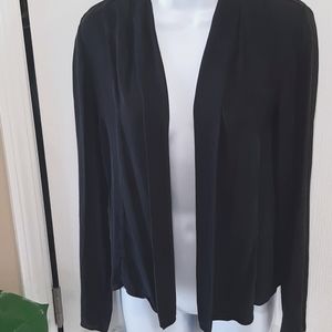 Vince %100 silk open front black cardigan top womens size 4 quiet luxury EUC